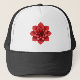 Red Flower Geometric Cap Keps