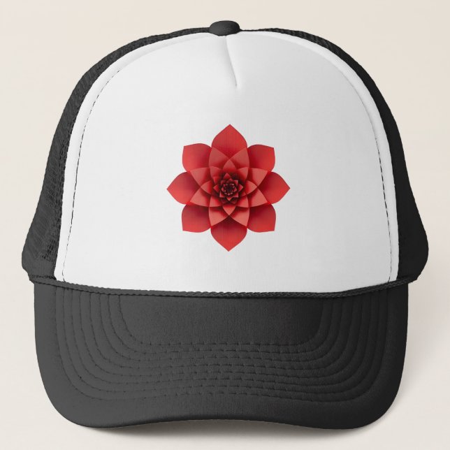 Red Flower Geometric Cap Keps (Framsida)