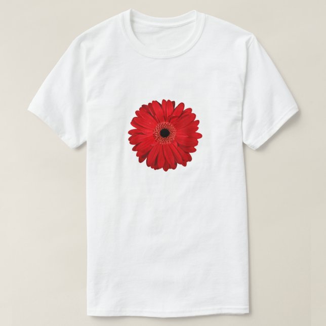 Red Flower Gerbera Photo Design Tee Shirt (Design framsida)