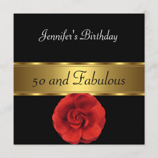 Red Flower Guld Fabulous 50:e Inbjudningar