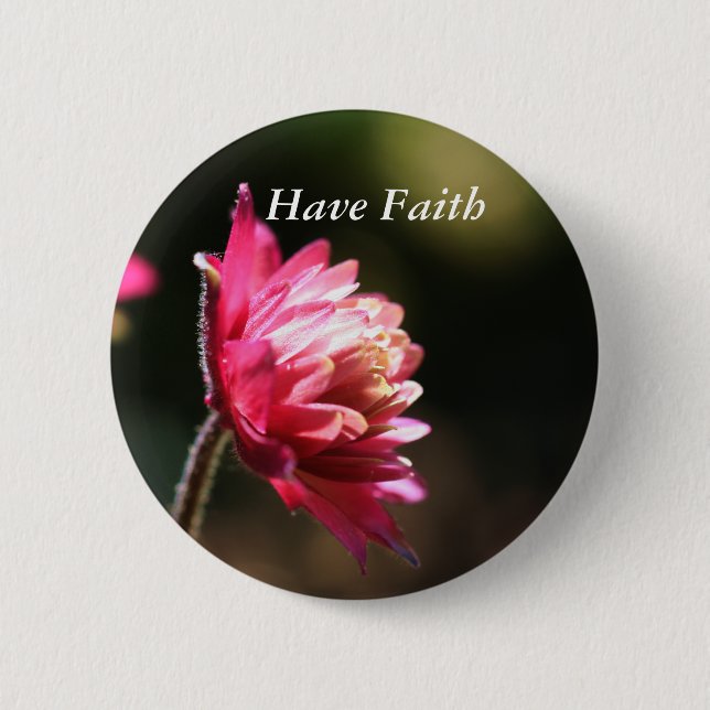 Red Flower har Faith Inspirational Button Knapp (Framsida)