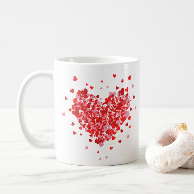 Red Flower Heart Valentine Day Gift Mugg (Med munk)