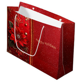 Red Flower Holiday Gift Bag