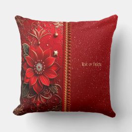 Red Flower Holiday Throw Pillow Kudde