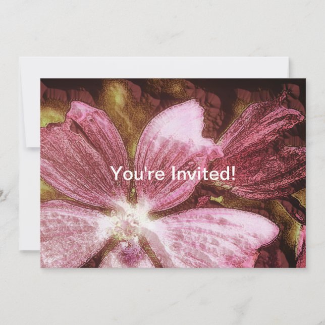 Red Flower Illustration Inbjudningar (Framsida)