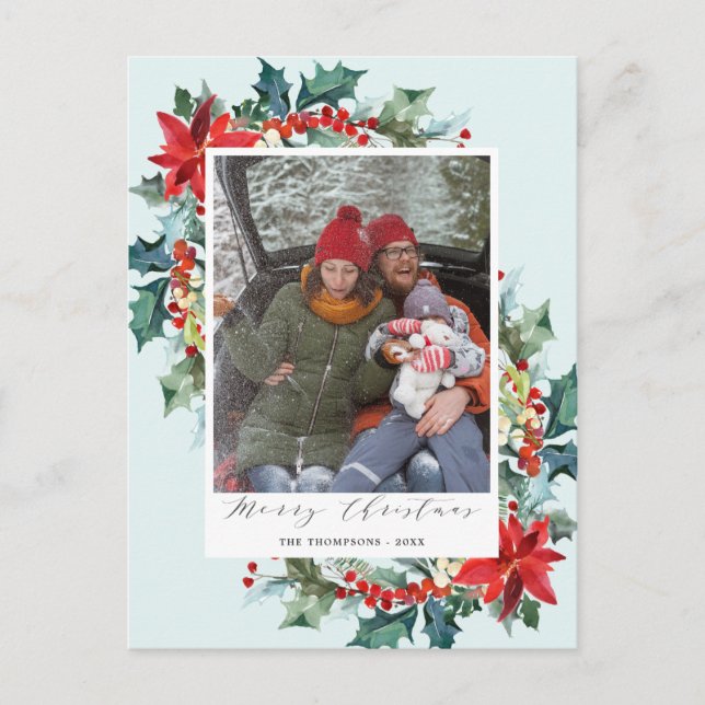 Red Flower jul-meddelandet Gräs Nål Funny Message Vykort (Framsida)