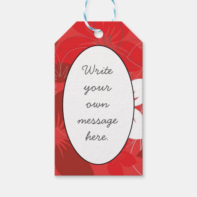 Red Flower Mönster Presentetikett (Framsidan)