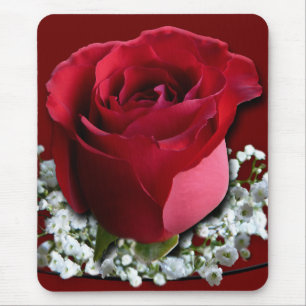 Red Flower Mousepad Röd ros Decor Gifts Musmatta