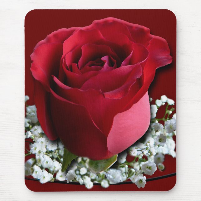 Red Flower Mousepad Röd ros Decor Gifts Musmatta (Framsidan)
