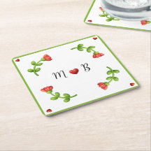 Red Flower Paper – Initials and Heart Design