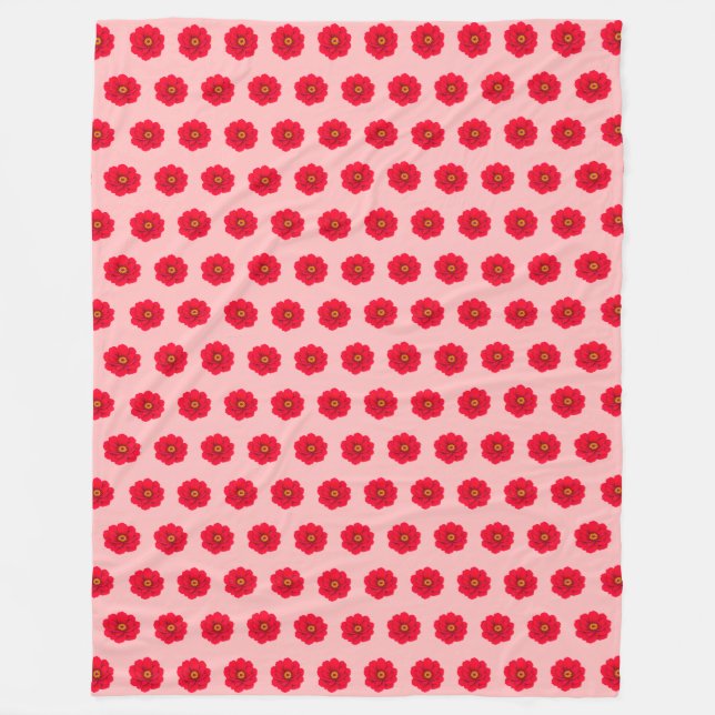 Red Flower Seamless Pattern Fleece Blanket (Framsidan)