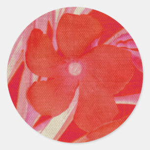 Red Flower Stickers Runt Klistermärke