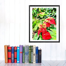 Red Flower Tropical Garden Poster