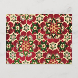 Red Flowered Medici Fabric Vykort