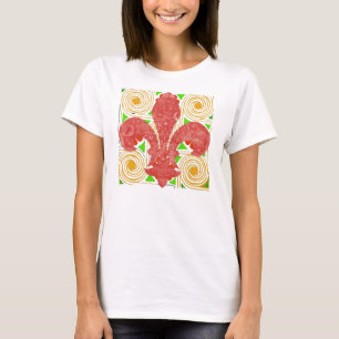 Red Flowers Abstrakt, Fleur De Lis Vatten Meter Li Tee Shirt