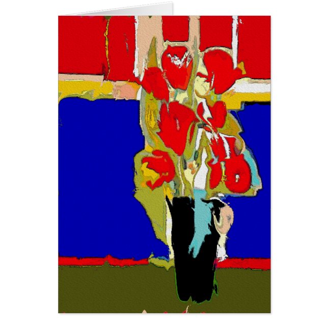 Red Flowers Abstrakt Matisse Hawaii Hälsningskort (Framsidan)