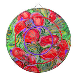 Red Flowers Art Fantasy Dartboard Darttavla