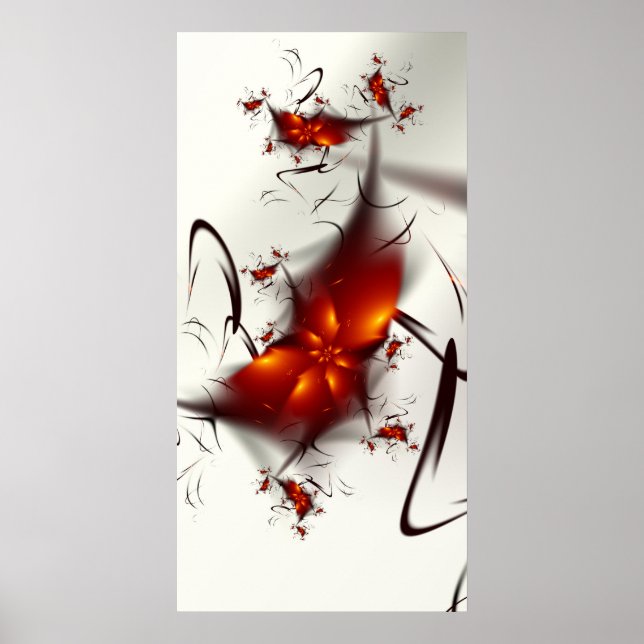 Red Flowers Black Swirls Poster (Framsidan)
