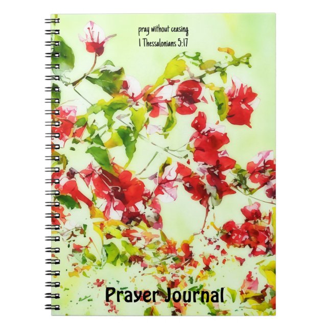 Red Flowers Blommigt Prayer Journal Bible Verse Anteckningsbok (Framsidan)