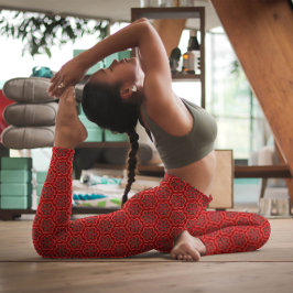 Red Flowers Bold Elegant Mönster Blommigt Hype Leggings