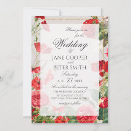 Red flowers bouquet Wedding Invitation Inbjudningar