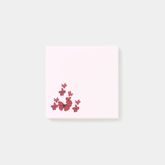 Red Flowers Butterfly Post-it Block (Framsida)