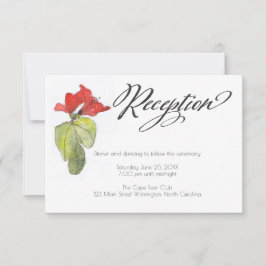Red Flowers Calligraphy Script Wedding Reception Inbjudningar