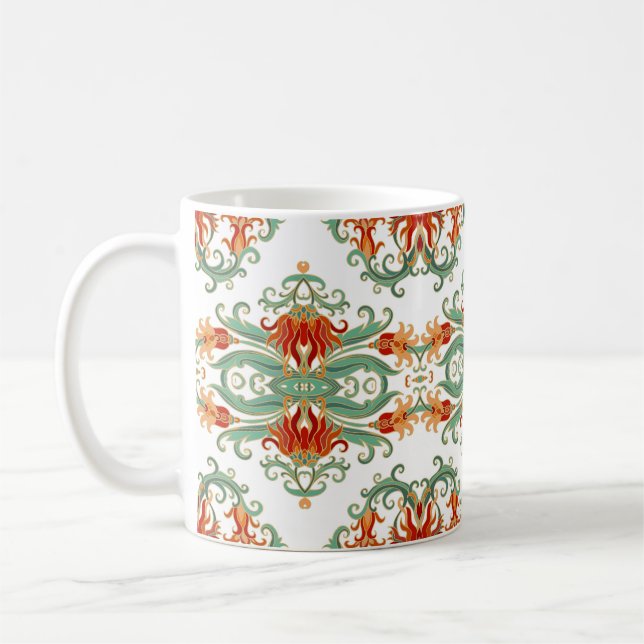 Red Flowers Chinese Stil Ornamental Kaffemugg (Vänster)