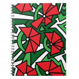 Red Flowers Doodle Art Anteckningsbok