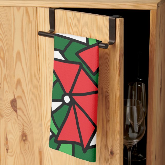 Red Flowers Doodle Art Kökshandduk (Thirds Fold)