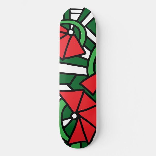 Red Flowers Doodle Art Mini Skateboard Bräda 18,5 Cm (Framsida)
