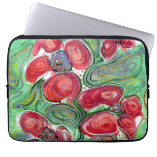 Red Flowers Fantasy Laptop Fodral