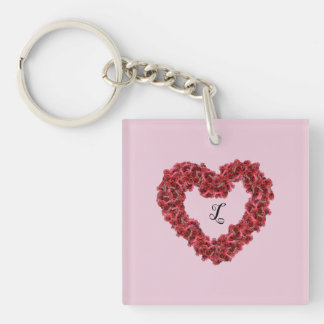 Red Flowers Heart med Monogram Blommigt