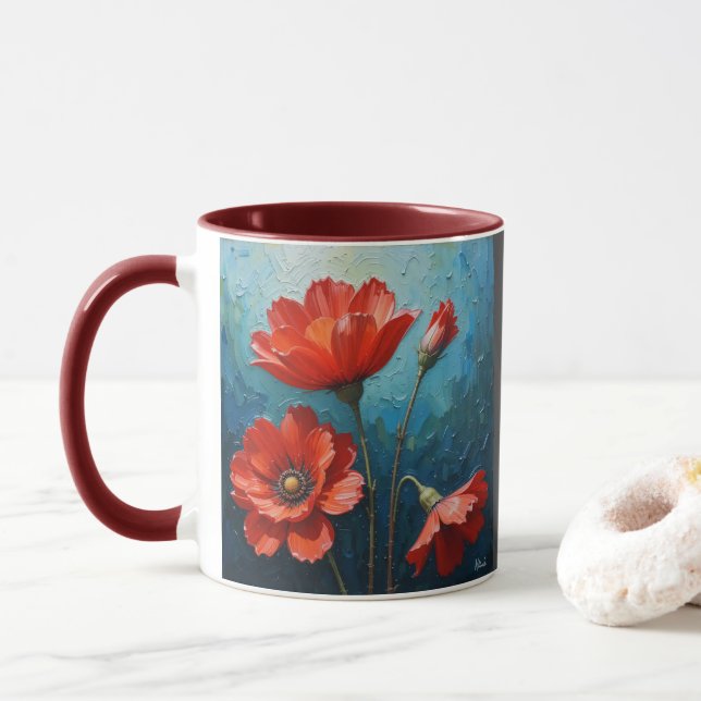 Red Flowers Joy Mugg (Med munk)