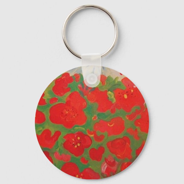 Red Flowers Keychain Nyckelring (Framsida)