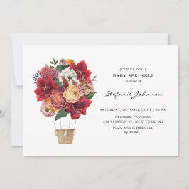 Red Flowers Luftballong Baby Sprinkle Inbjudningar