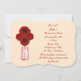 Red Flowers Mason Burk Bachelorette Party Inbjudan