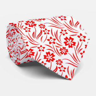 Red Flowers Neck Tie Slips