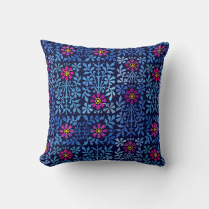 Red Flowers Scandinavian Folk Art Blommigt Kudde