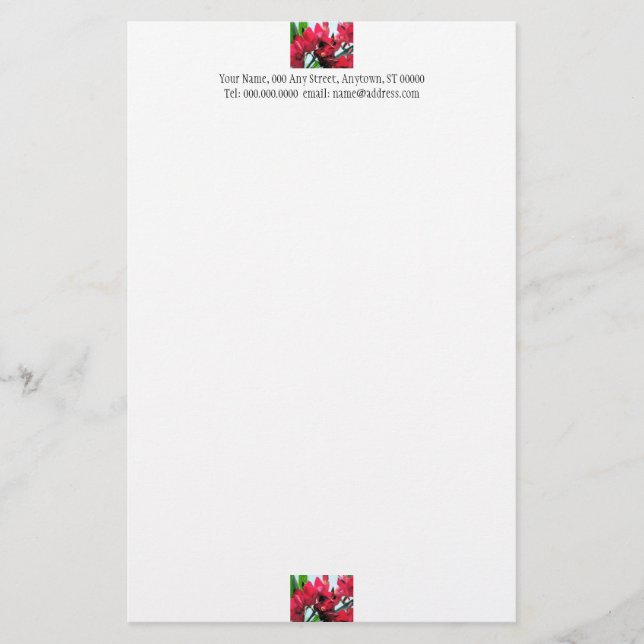 Red Flowers Stationery Brevpapper (Framsida)