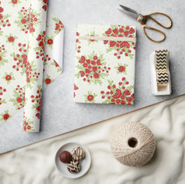 Red Flowers Vår Blommigt Presentpapper