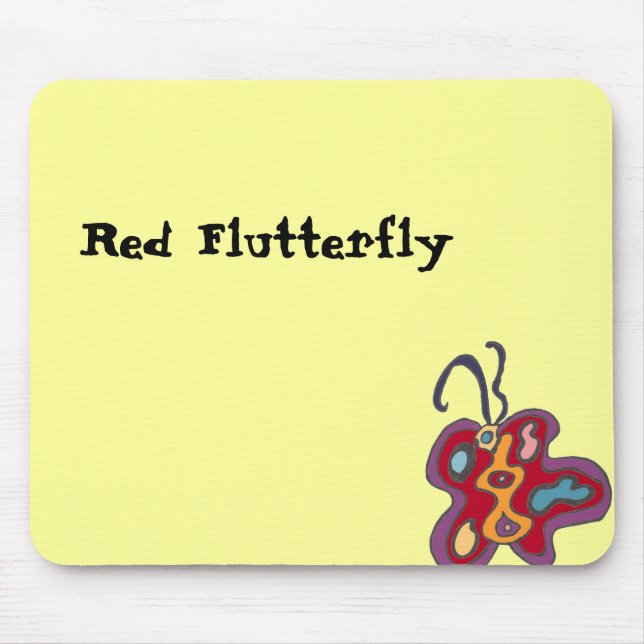 Red Flutterfly Mousepad Musmatta (Framsidan)