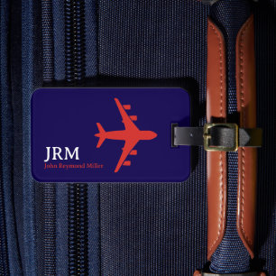 Red Flygplan på Blue Personlig Travel Bagagebricka
