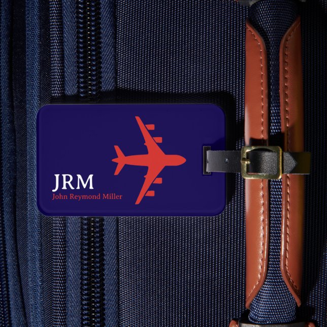 Red Flygplan på Blue Personlig Travel Bagagebricka (Framsida Insitu 4)