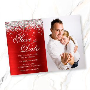 Red Foil Photo Silver Glitter Spara Datumet