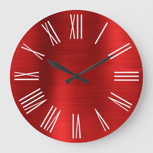 Red Foil White Roman Numerals Stor Klocka (Framsida)