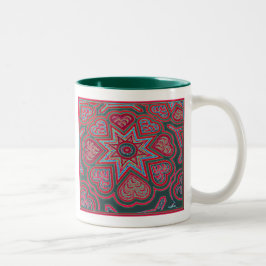 Red Folk Hearts Mugg