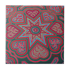 Red Folk HeartsTrivet/Tile Kakelplatta