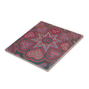 Red Folk HeartsTrivet/Tile Kakelplatta