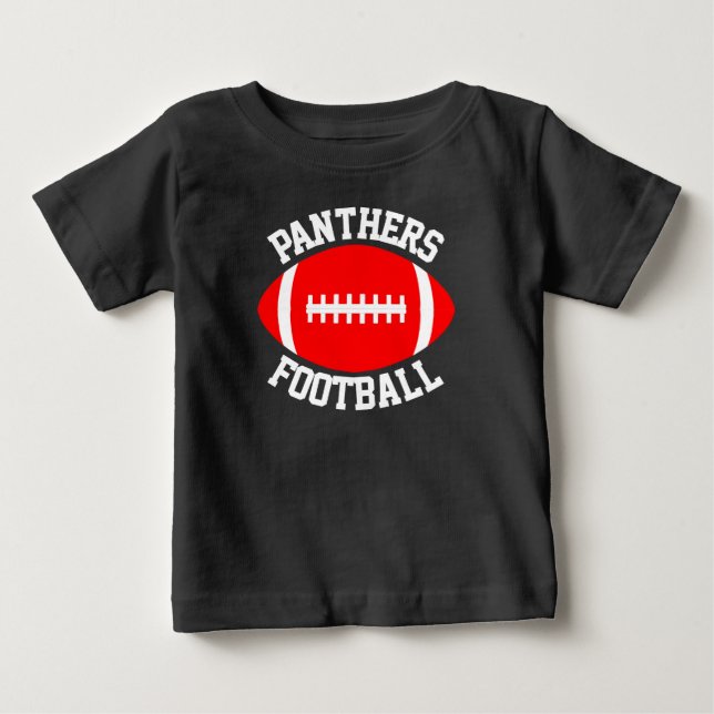 Red Football Baby Anpassningsbar Team Namn & Jerse T Shirt (Framsida)